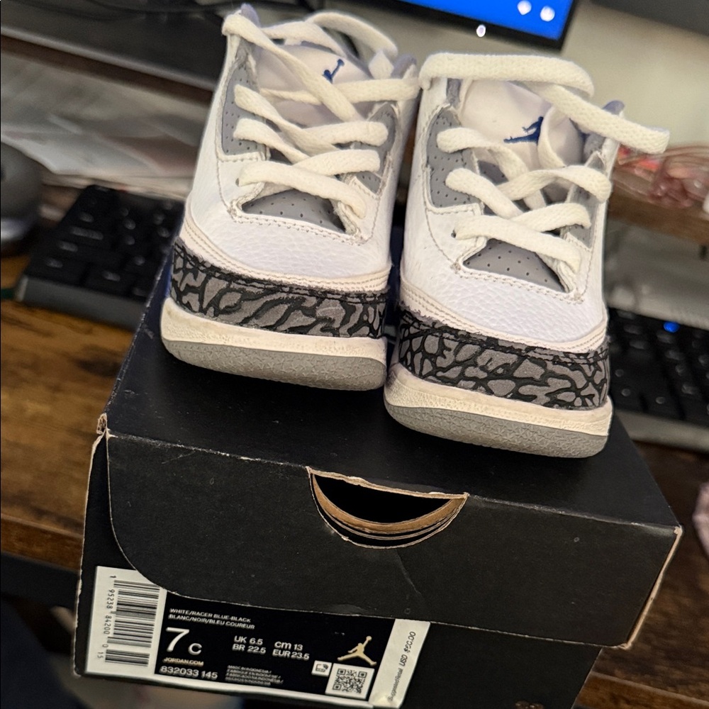 Jordan Kids White and Gray Sneakers